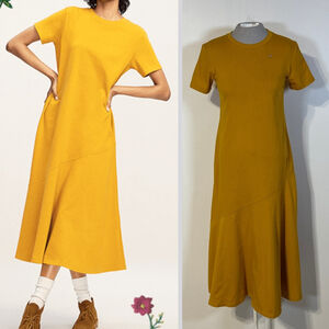 JW Anderson x UNIQLO Dress Women’s XS Yellow Short Sleeve Fluid Hem Maxi NWT
